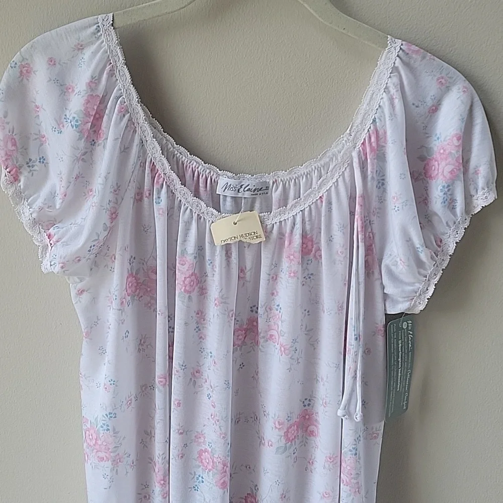 NWT Miss Elaine Pink Floral Nightgown And Robe‎ Set Vintage Size Small